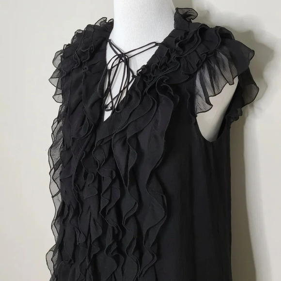 Jason Wu Black Ruffle Silk Blouse 2 - Picture 4 of 11